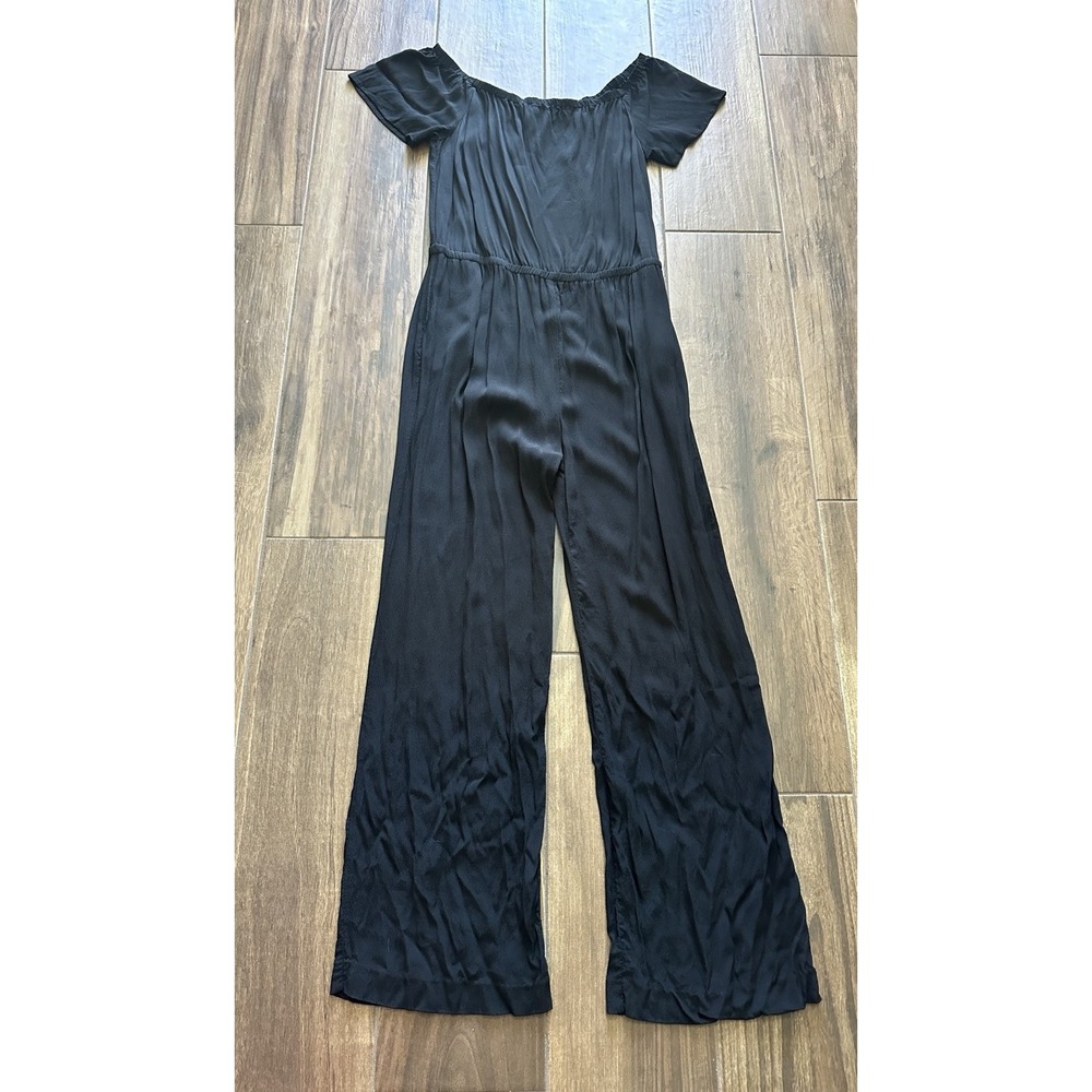 Charles‎ Henry Black Off The Shoulder Wide Leg Jumpsuit XL Crepe Flutter Sleeve